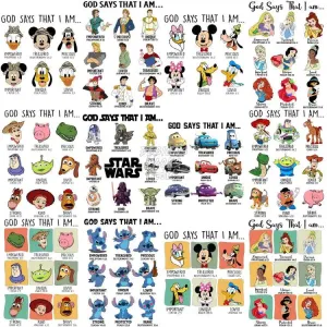12 God Says Cartoon Designs Bundle PNG