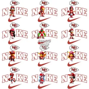 31 Football Kansas City Chiefs Cartoon Swoosh Designs Bundle PNG