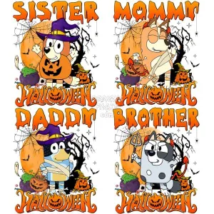 4 Dogs Halloween Cartoon Designs Bundle PNG