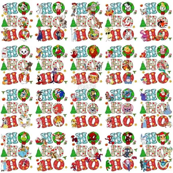 45 Ho Ho Ho Christmas Pop Culture Mix Designs Bundle PNG