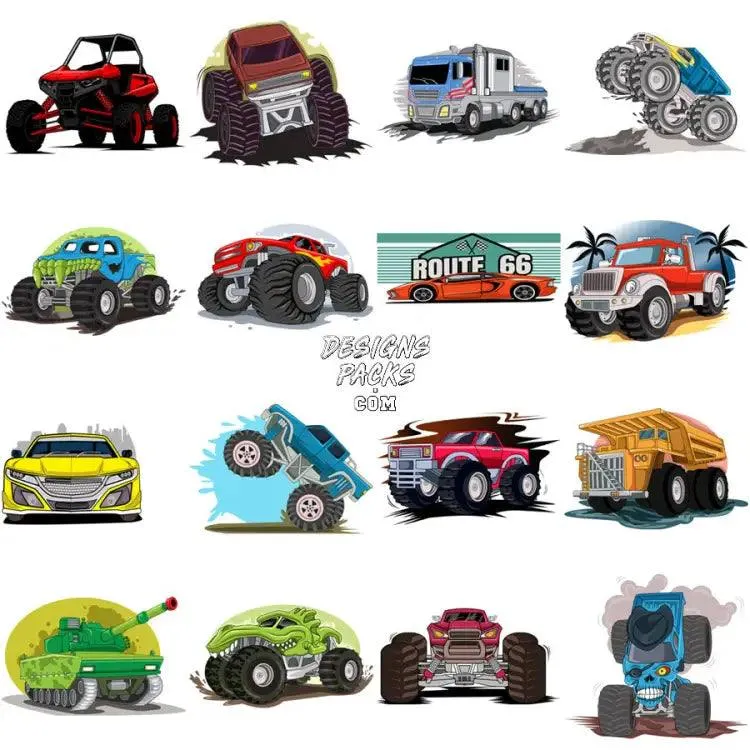 59 Monster Trucks Designs Bundle PNG   SVG