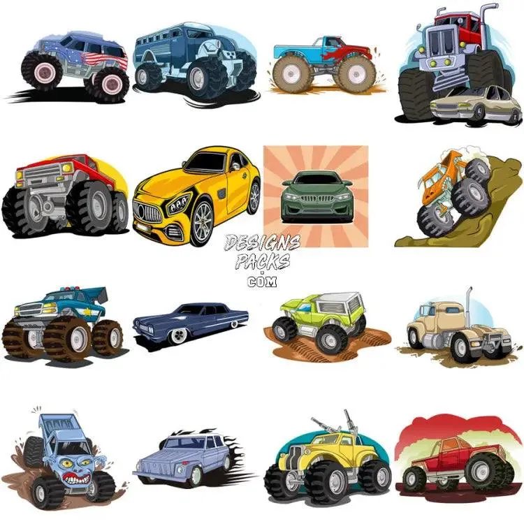 59 Monster Trucks Designs Bundle PNG   SVG