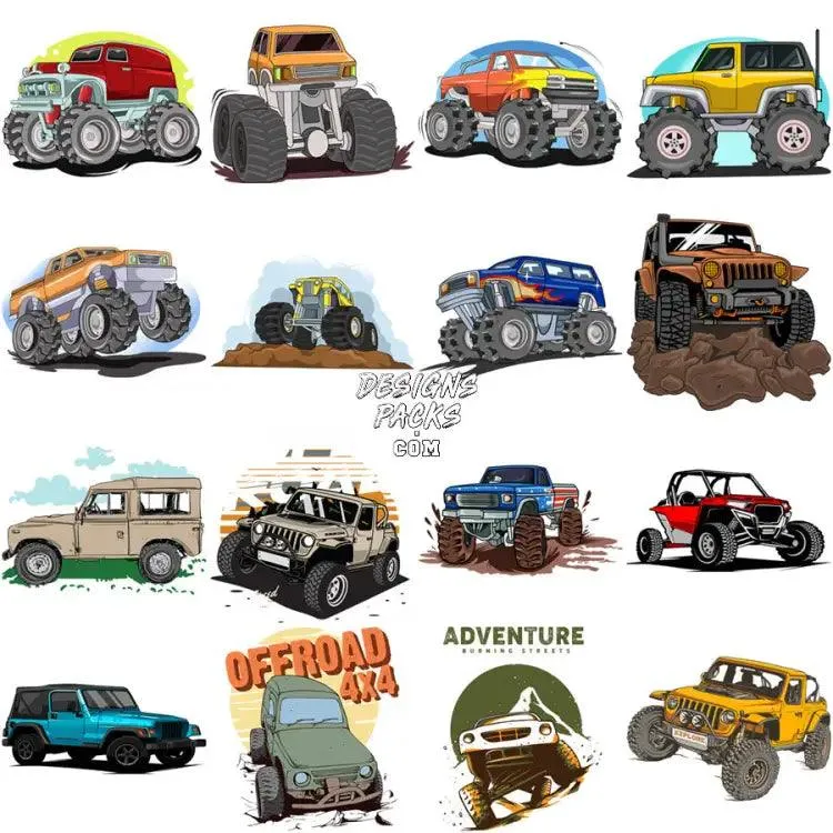 59 Monster Trucks Designs Bundle PNG   SVG