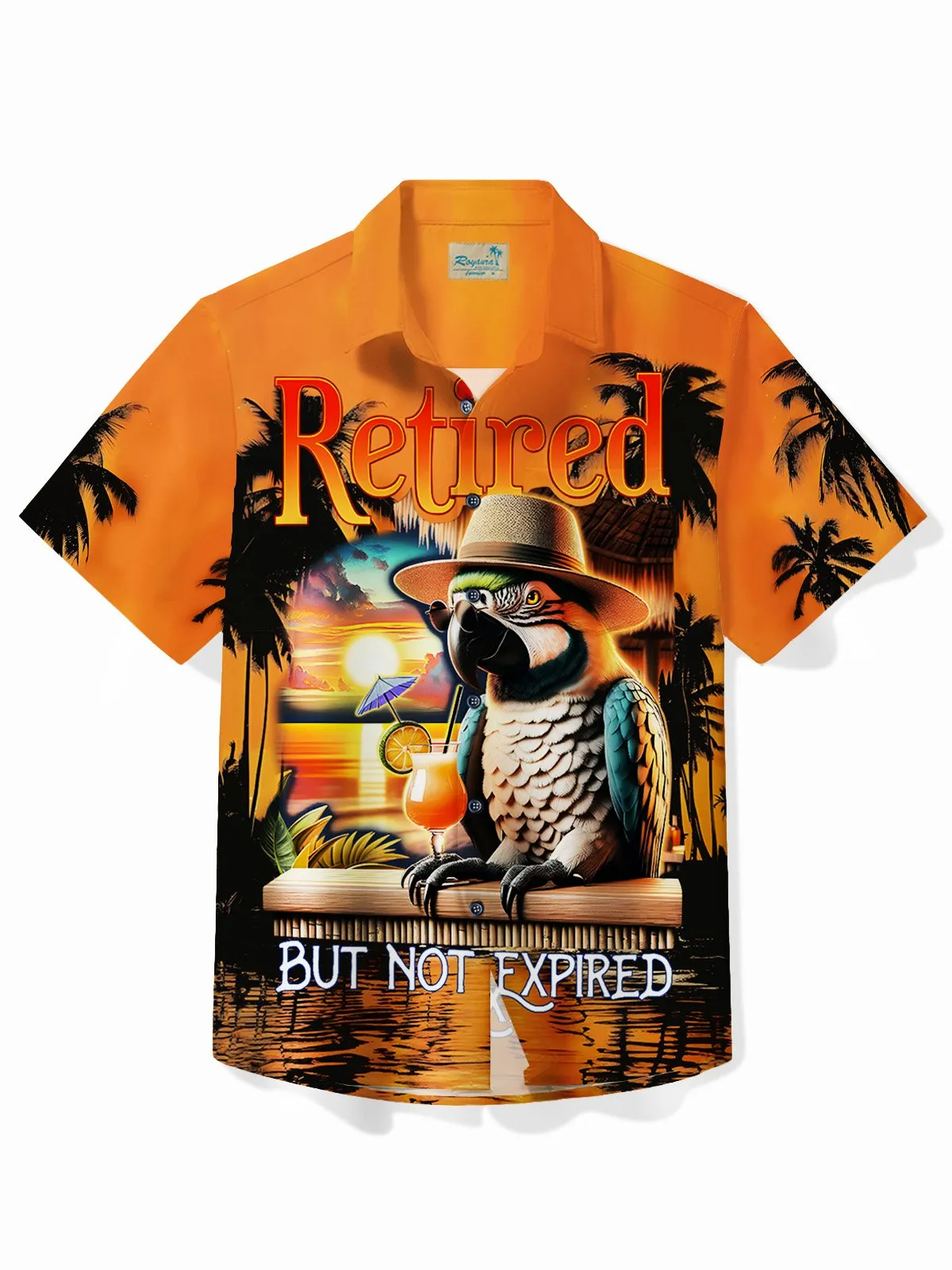 Alohadaddy Beach Sunset Men's Hawaiian Shirt Parrot Tropical Art Quick Dry Men's Pocket Camp Shirt Big Tall