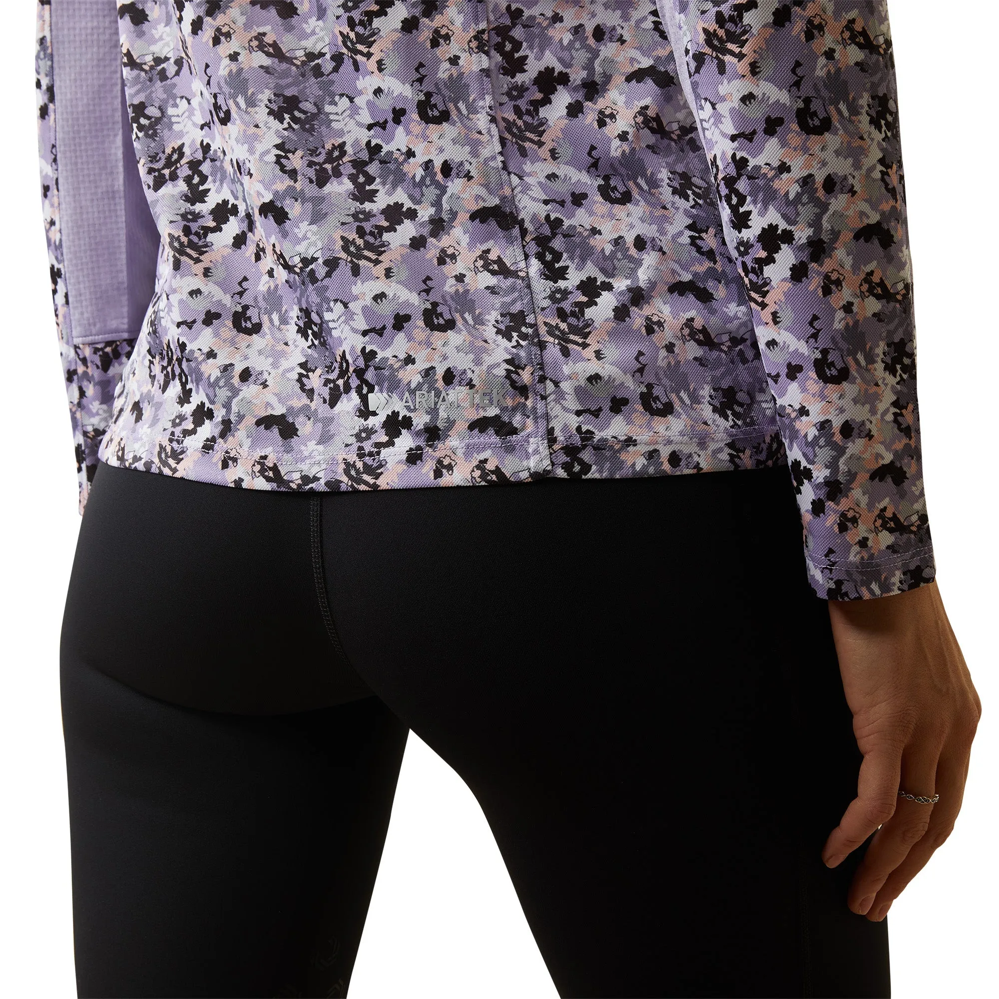Ariat Ladies Sunstopper 2.0 1/4 Zip Grey Camo Floral Baselayer 10043595