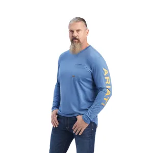 Ariat Men's Rebar Workman Logo Graphic Navy And Orange T-Shirt 10041535