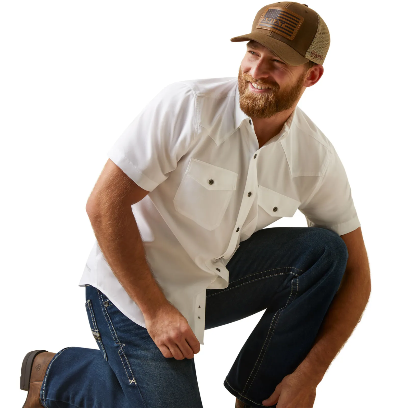 Ariat® Men's VentTEK™ Western Fitted White Button Down Shirt 10045037