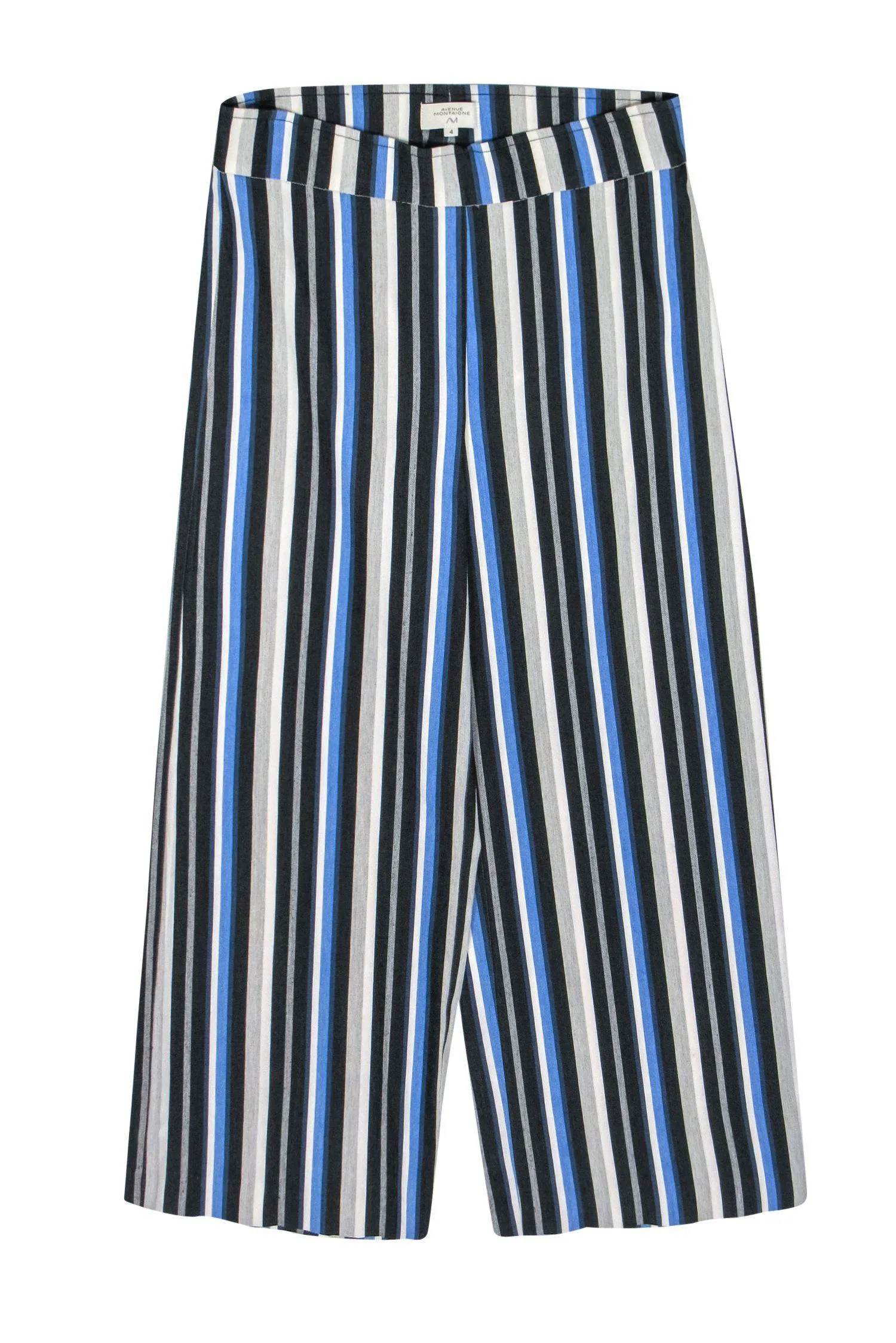 Avenue Montaigne - Blue, White & Gray Striped Wide Leg Pants Sz 4