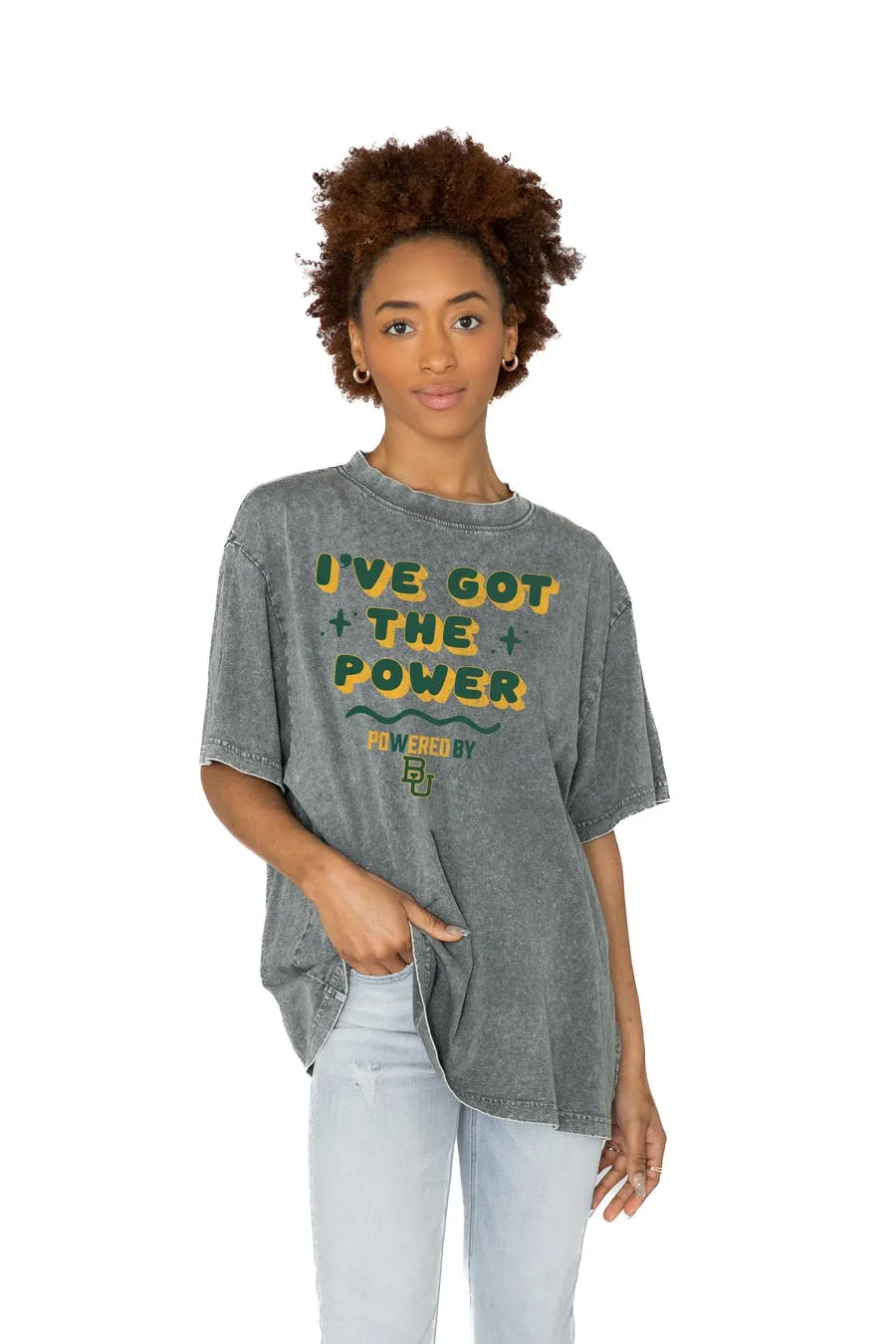 BAYLOR BEARS I'VE GOT THE POWER OVERSIZED CREWNECK TEE