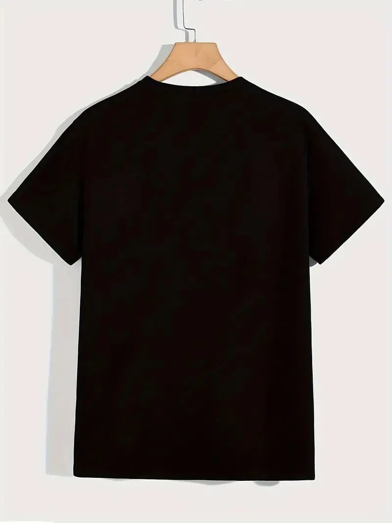 Black White Exaggerated Print Men's Summer T-shirt Tee