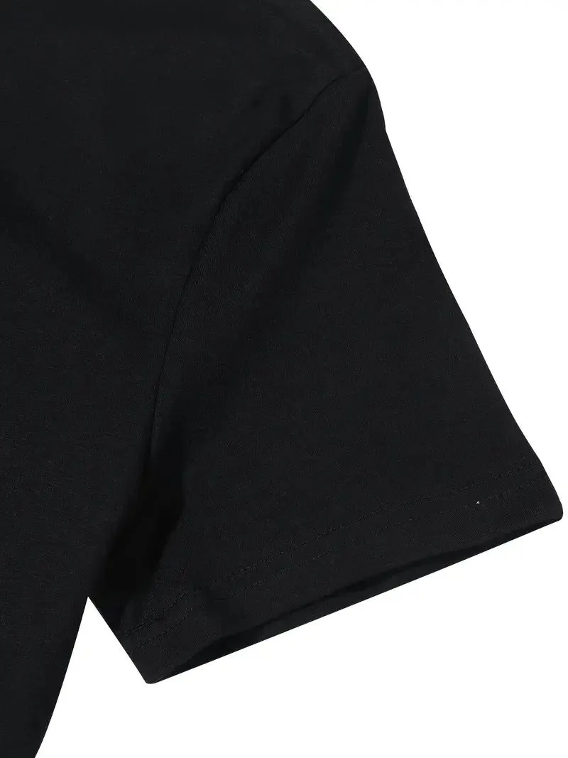 Black White Exaggerated Print Men's Summer T-shirt Tee