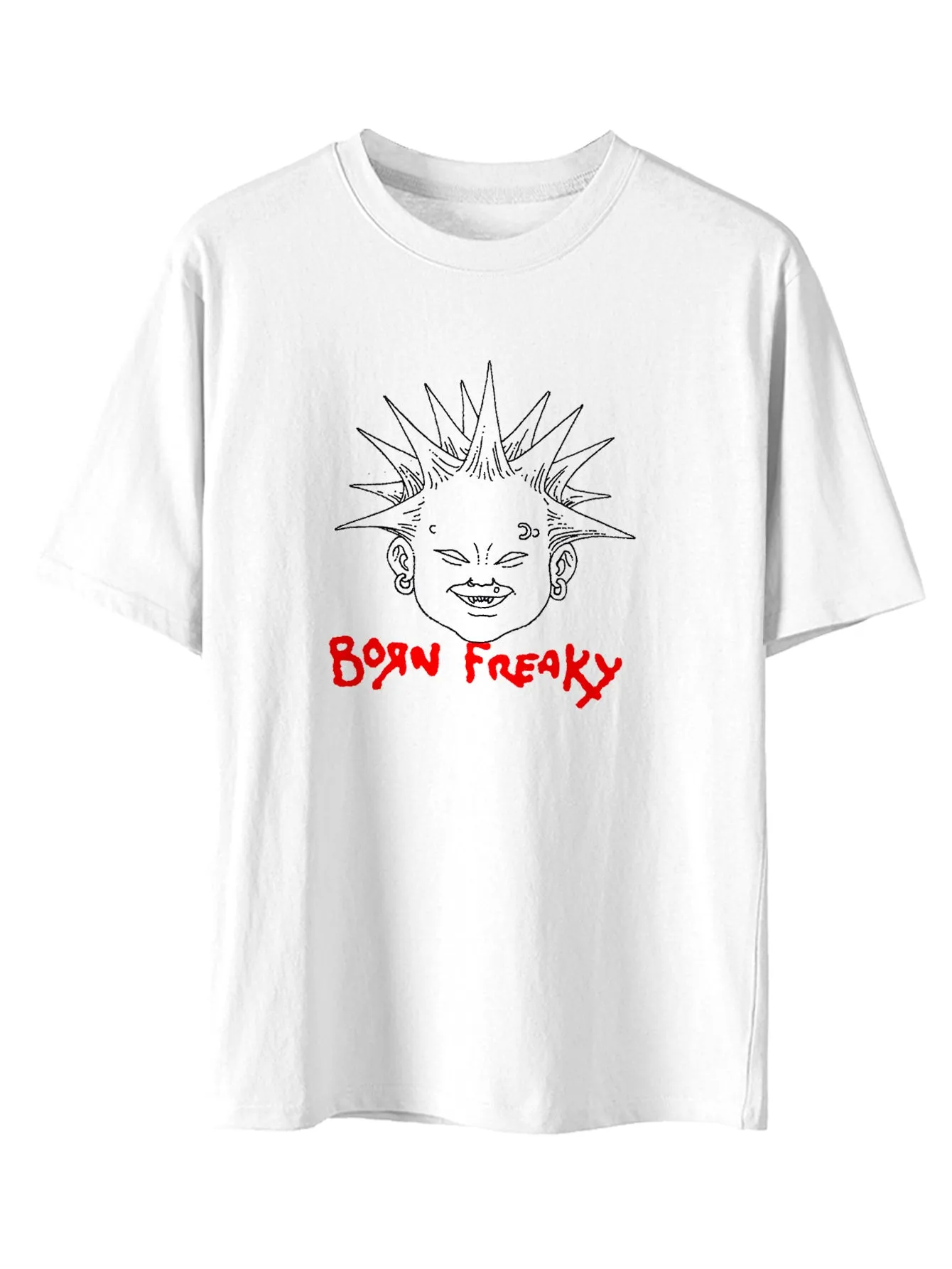Black White Exaggerated Print Men's Summer T-shirt Tee