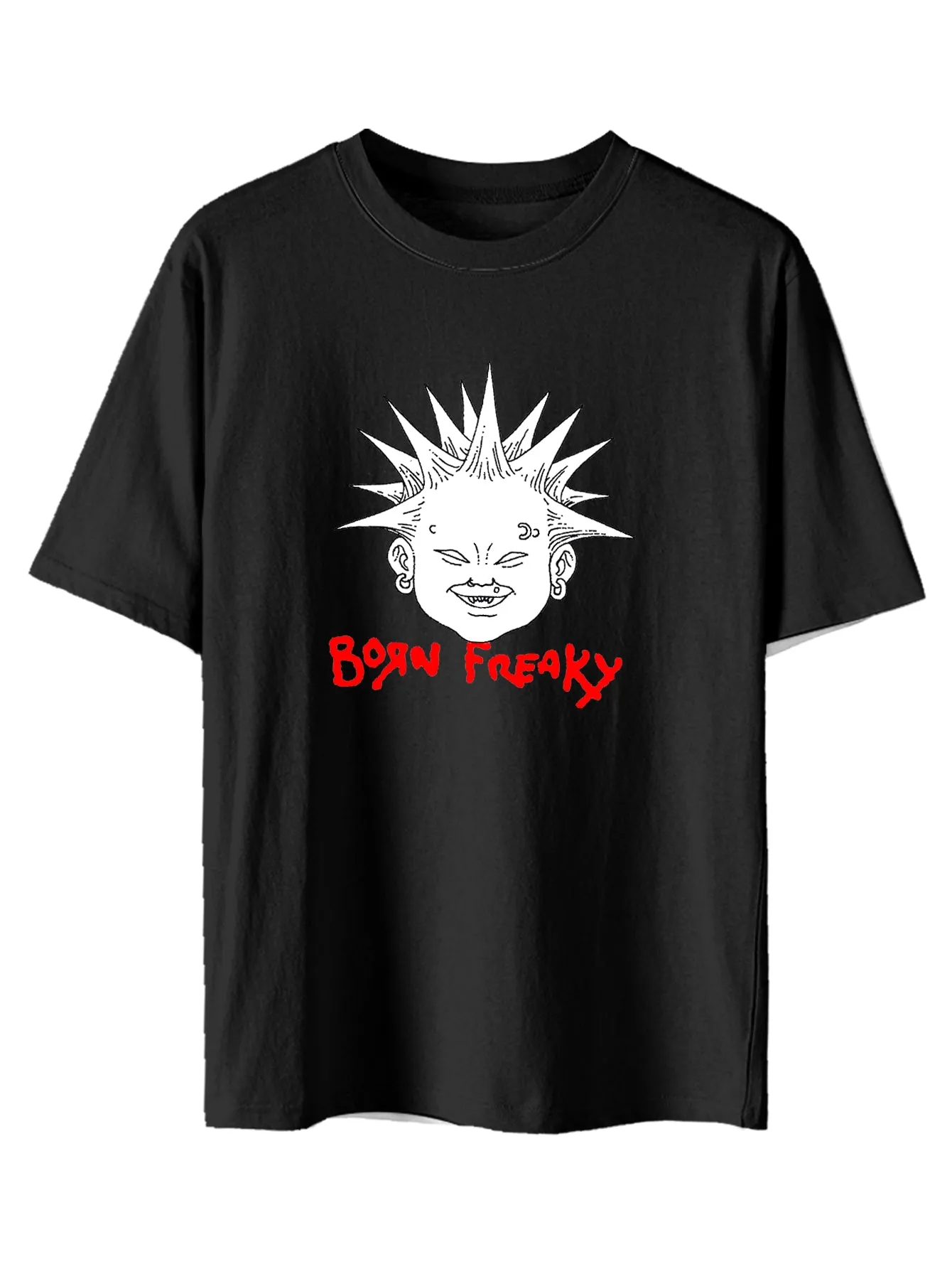 Black White Exaggerated Print Men's Summer T-shirt Tee