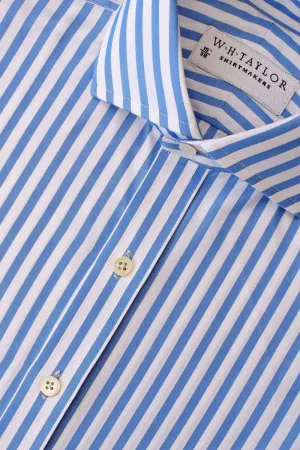 Blue Butcher Stripe Poplin Men's Bespoke Shirt