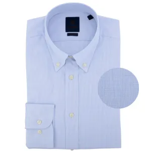 Blue Oxford Hairline Stripe Button Down Collar Shirt