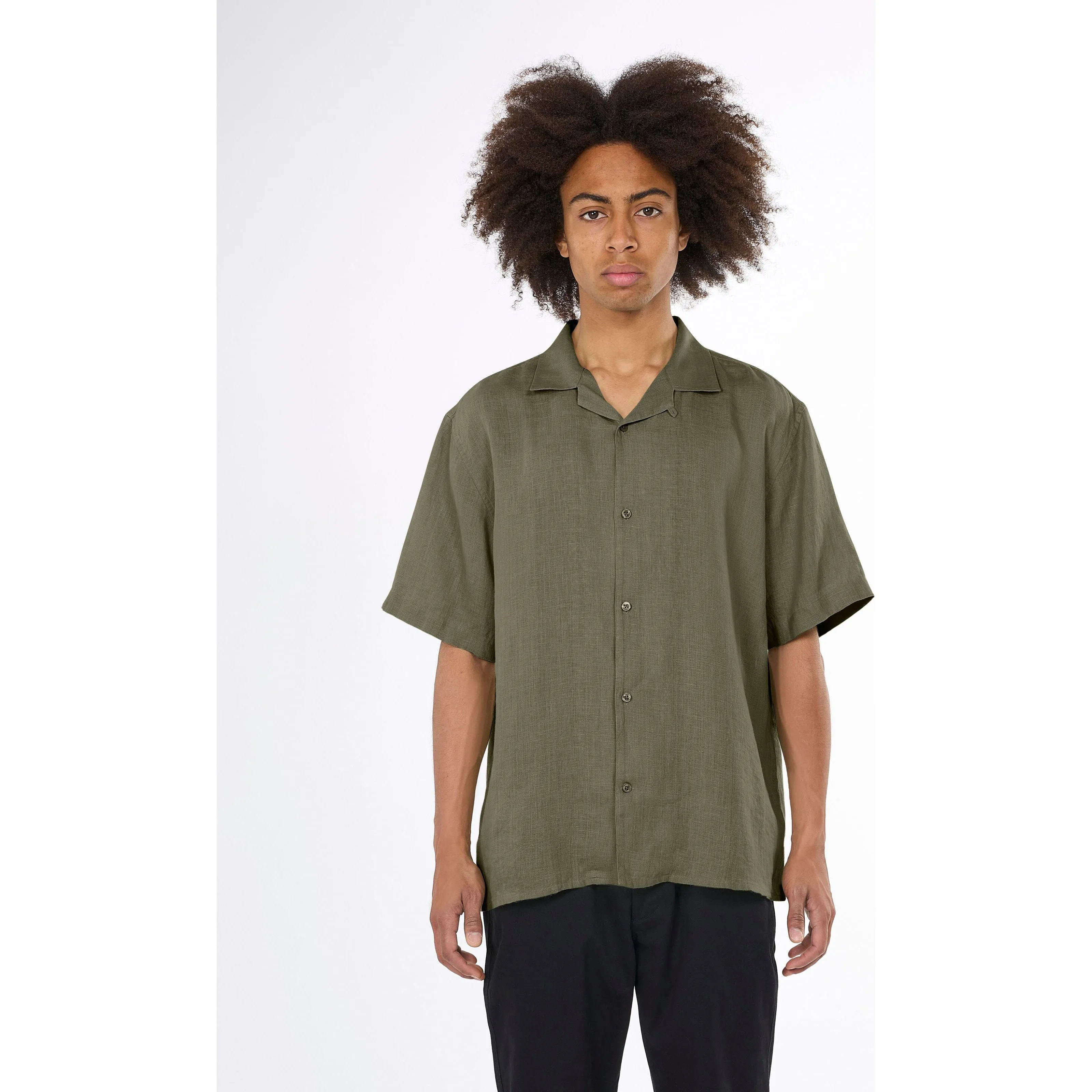 Box Fit Short Sleeved Organic Linen Shirt