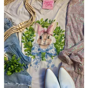 Bunny Bow Wreath Tee
