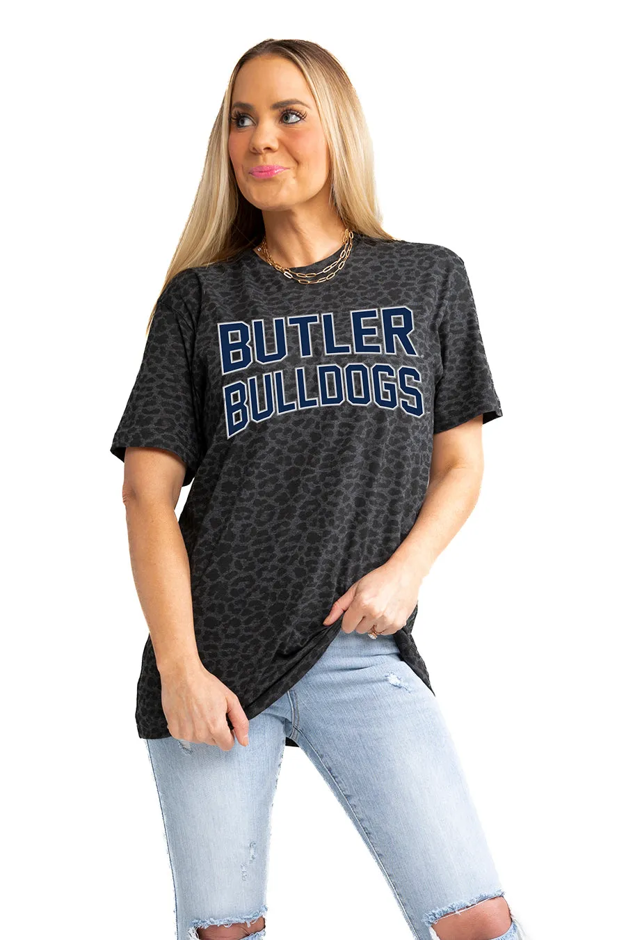 BUTLER BULLDOGS "FAN FAVORITE" LEOPARD STANDARD FIT CREW NECK TEE