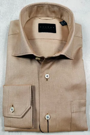 Calder Carmel Ultimate Brushed Oxford Solid Sport Shirt in Cocoa