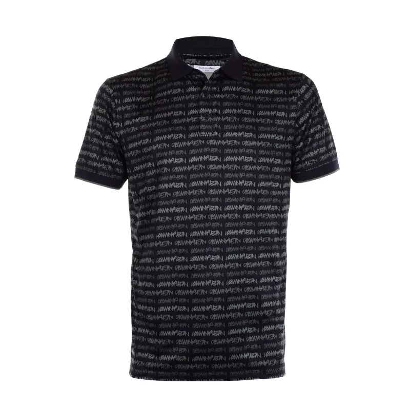 CALVIN KLEIN Signature Men's Polo (Black/Cameo Green)