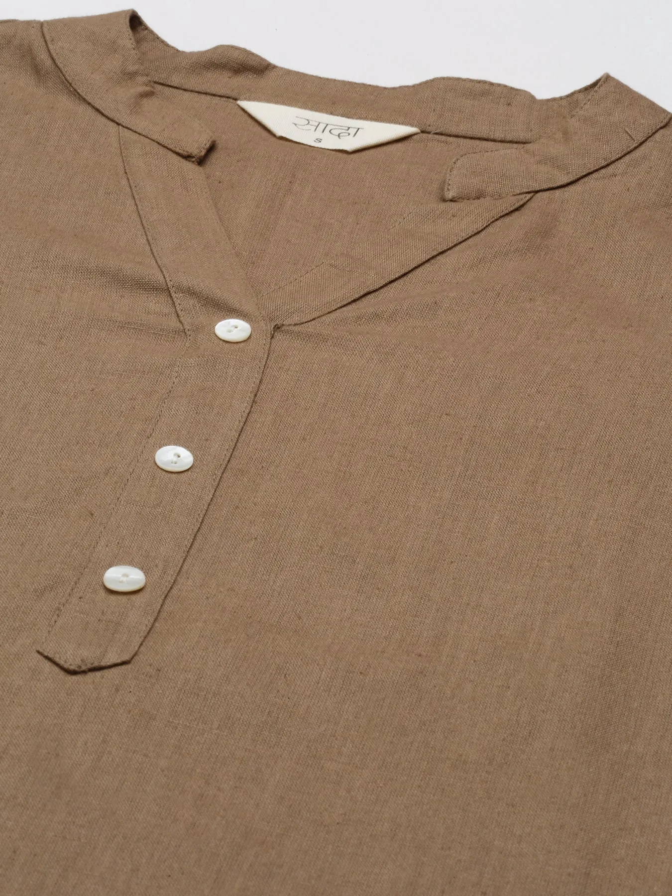 Coffee Brown Airy Linen Short Kurta
