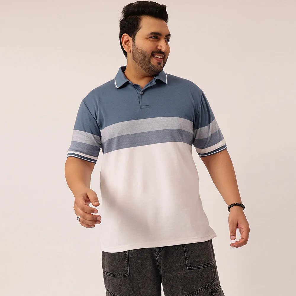 Dusty Blue Stripe Polo T-shirt
