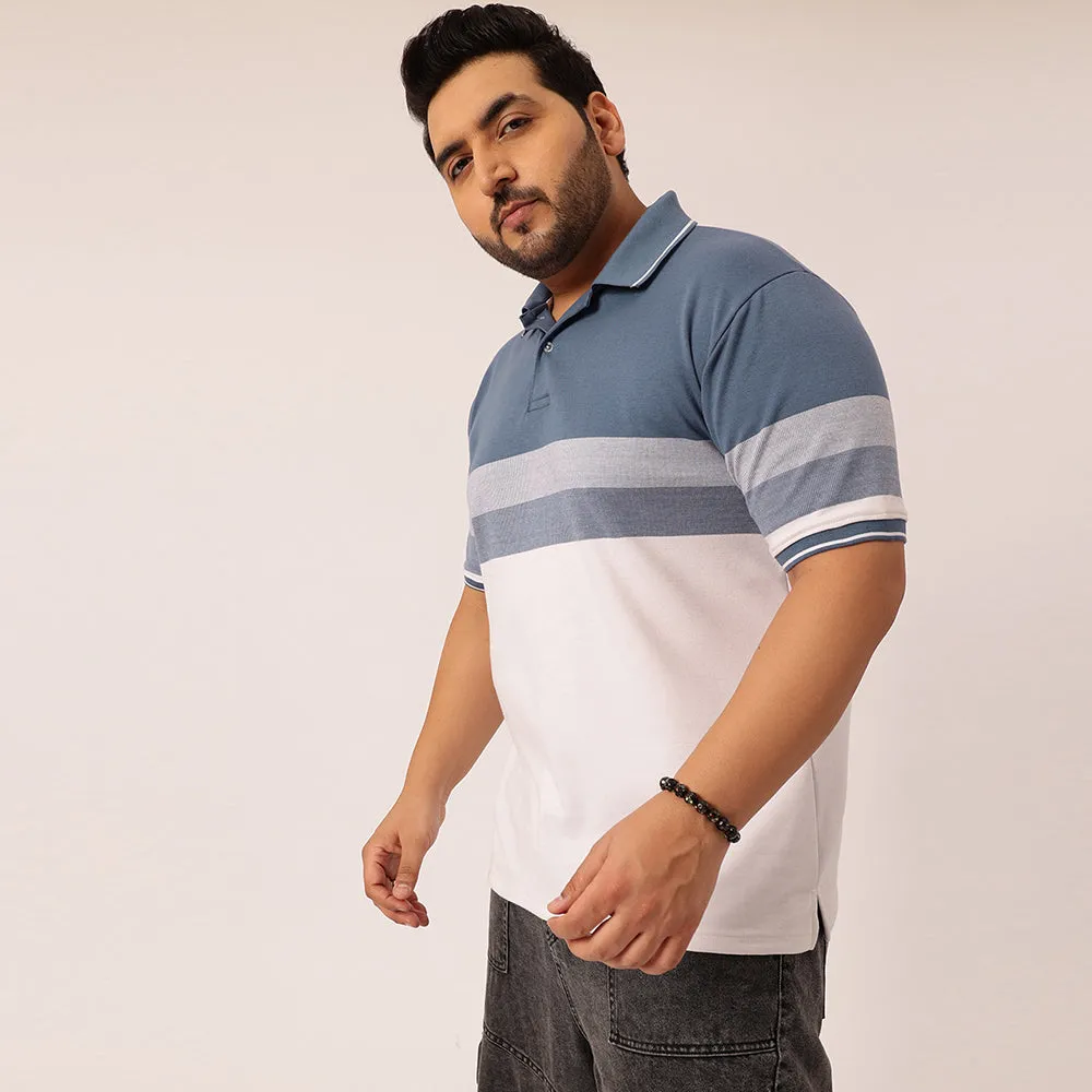 Dusty Blue Stripe Polo T-shirt