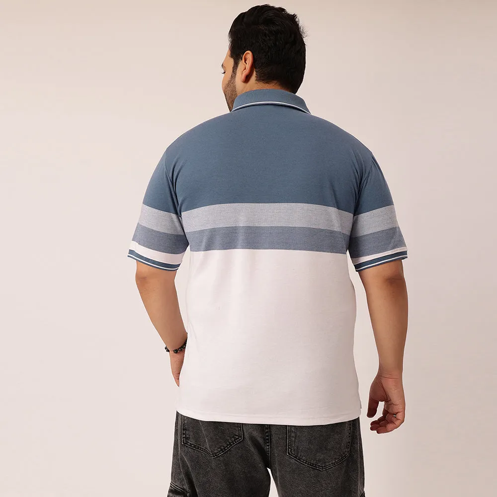 Dusty Blue Stripe Polo T-shirt