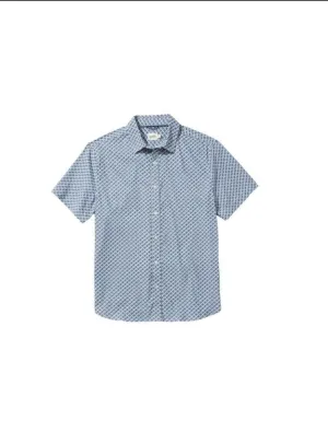 Fair Harbor Short-Sleeve Windward Shirt in Navy Geo