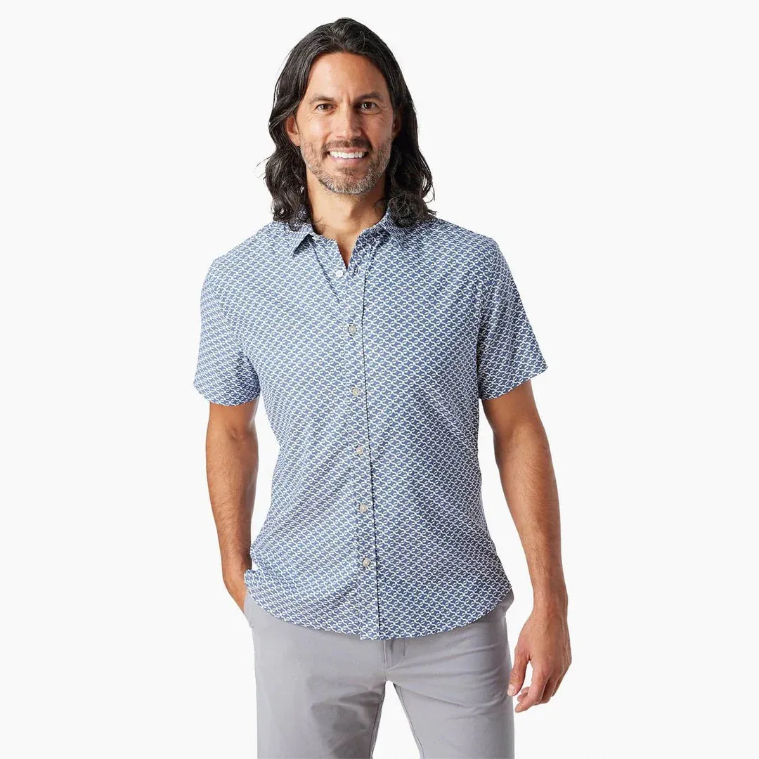 Fair Harbor Short-Sleeve Windward Shirt in Navy Geo