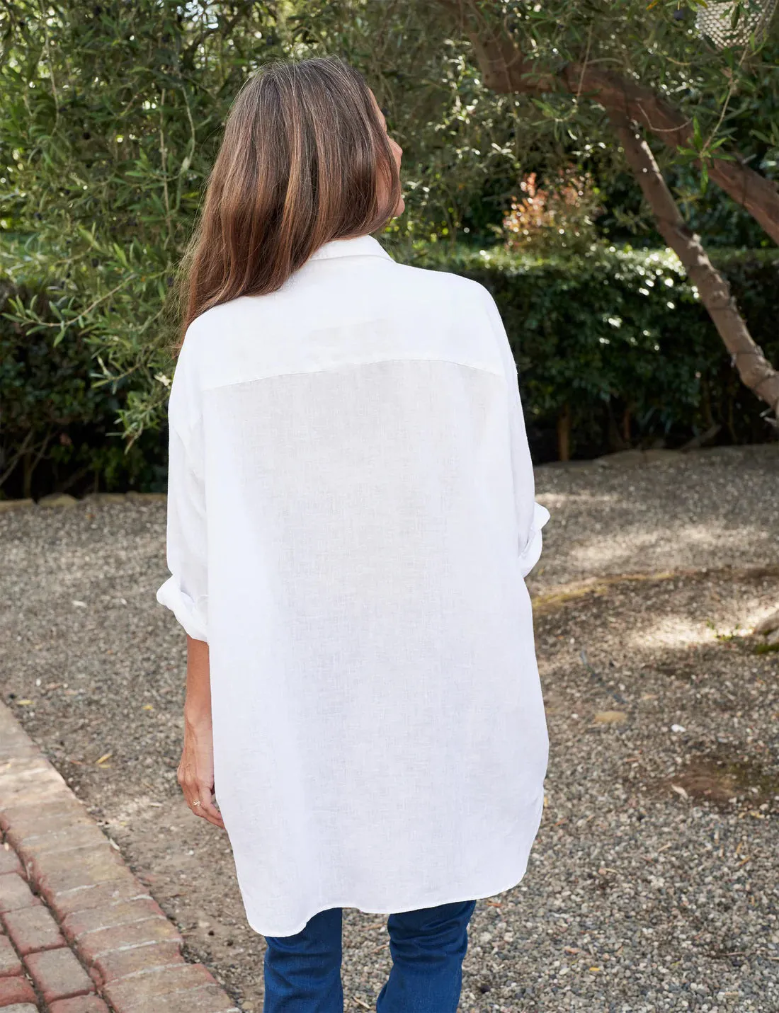 FRANK AND EILEEN - MACKENZIE EXAGGERATED ONE SIZE BUTTON UP SHIRT IN LIVED IN LINEN
