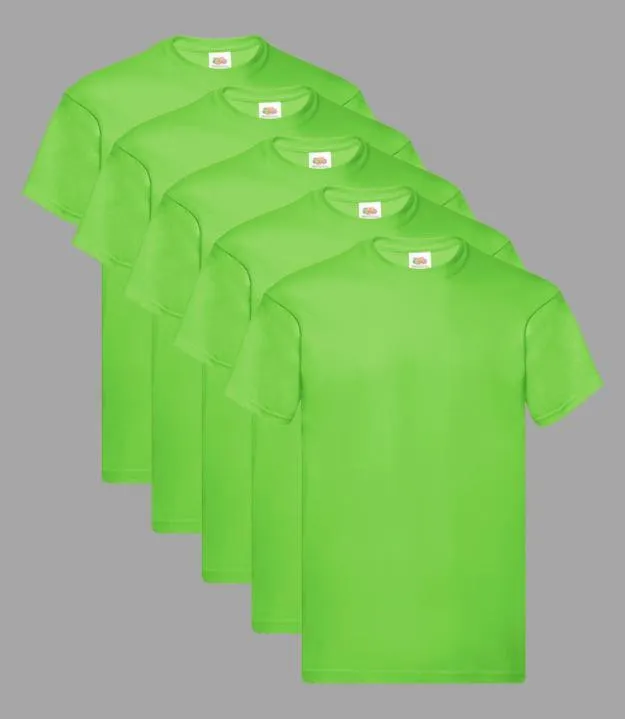 Fruit of the Loom Kid's T-Shirt, Lime, 3-4 to 14-15 Years, (Pack of 5)