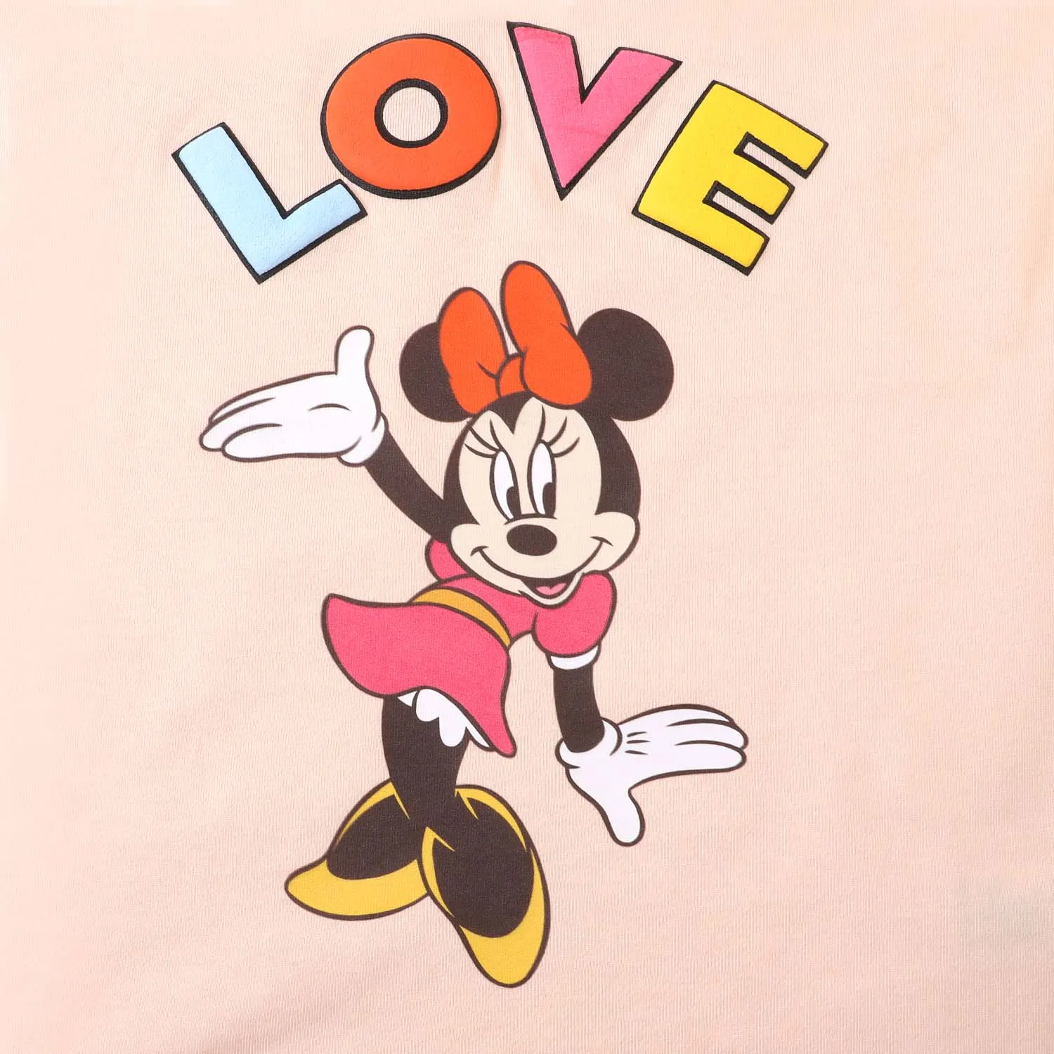 Girls Cotton T-Shirt  Love | Pale Peach