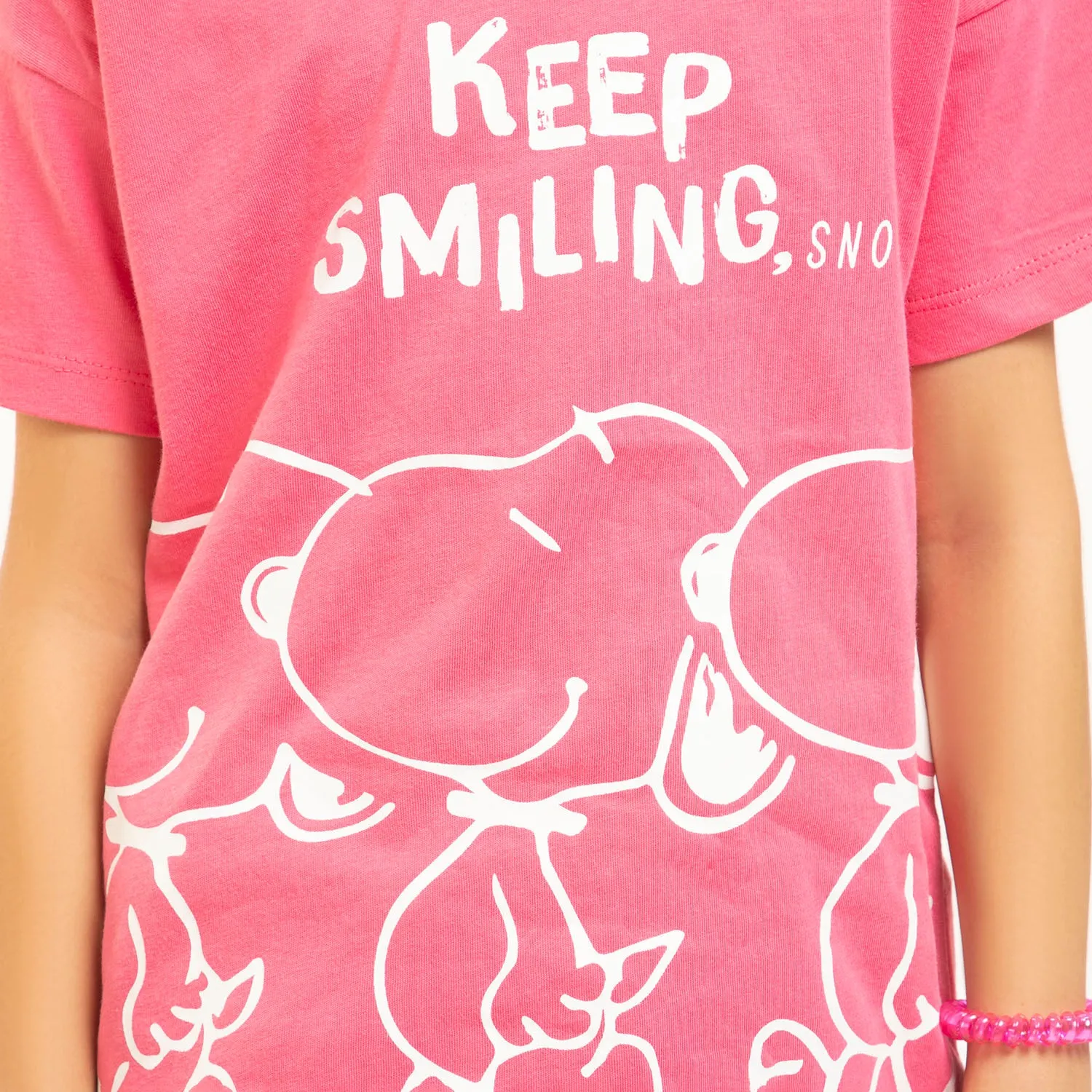 Girls T-Shirt H/S Keep Smiling  - H.Pink