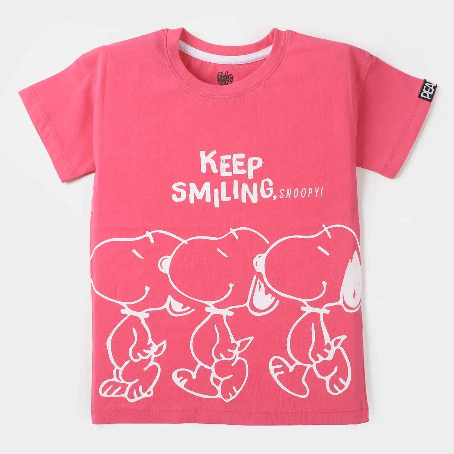 Girls T-Shirt H/S Keep Smiling  - H.Pink