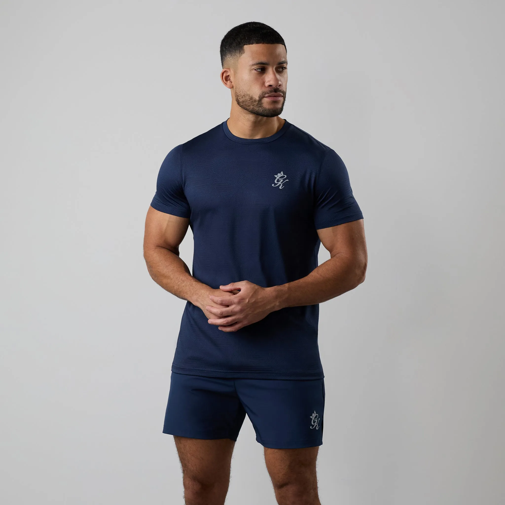 Gym King Geometric Knit Tee - Navy