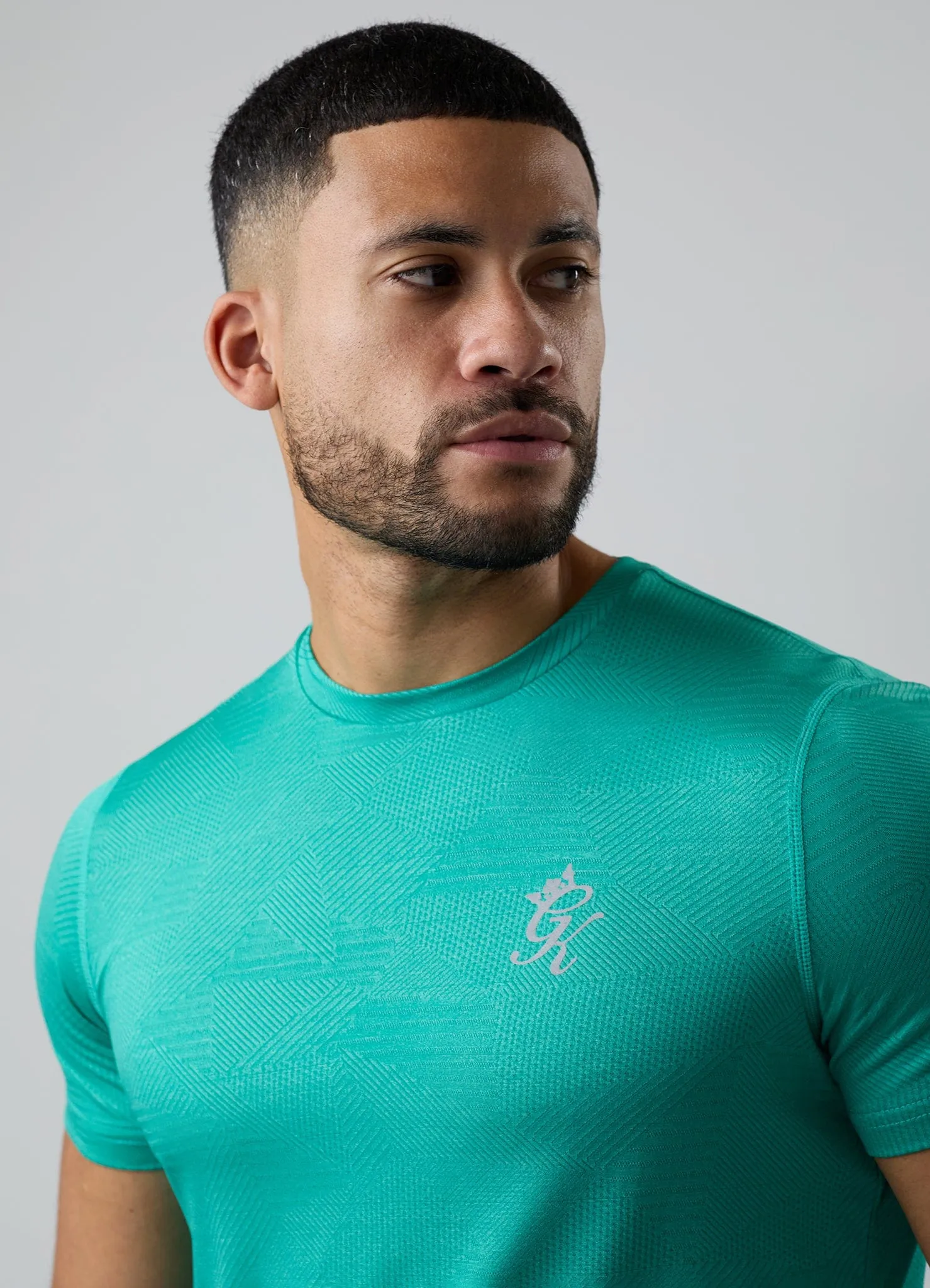 Gym King Geometric Knit Tee - Ultra Marine Green