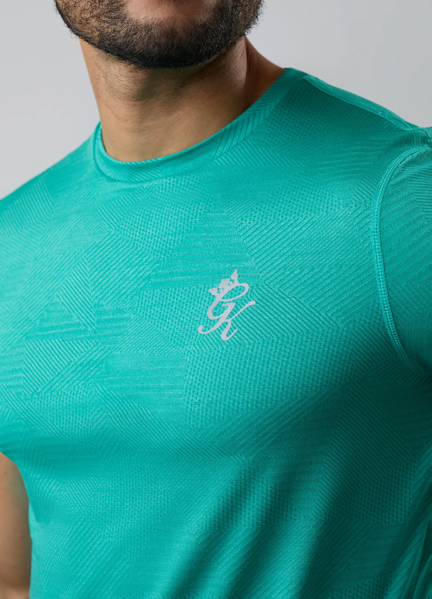 Gym King Geometric Knit Tee - Ultra Marine Green