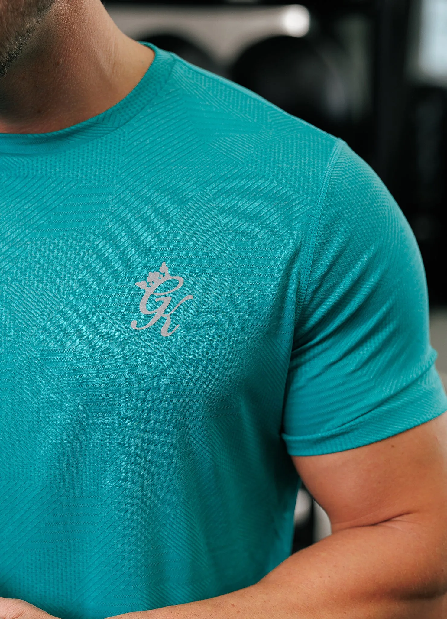 Gym King Geometric Knit Tee - Ultra Marine Green