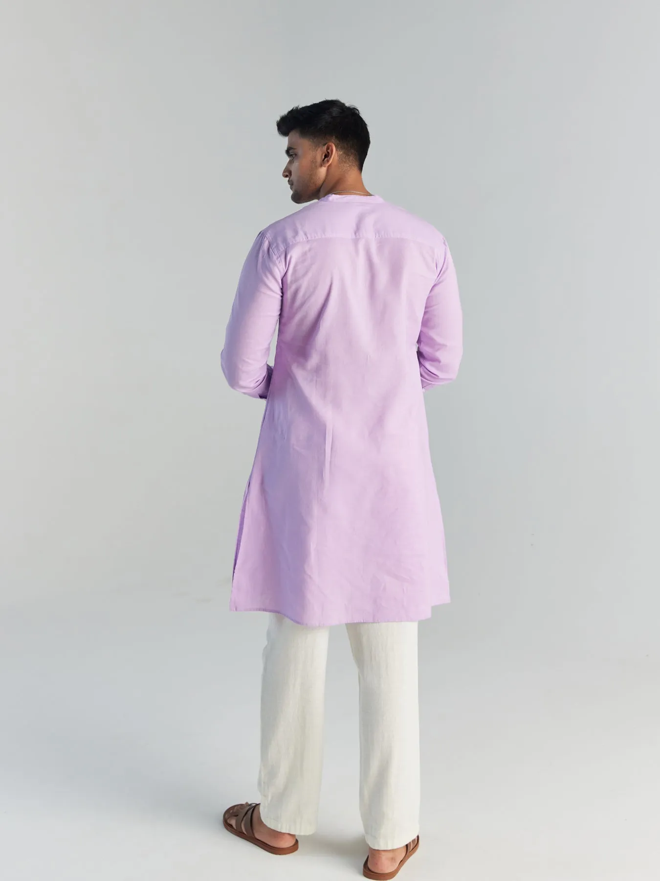 Lilac Airy Linen Long Kurta