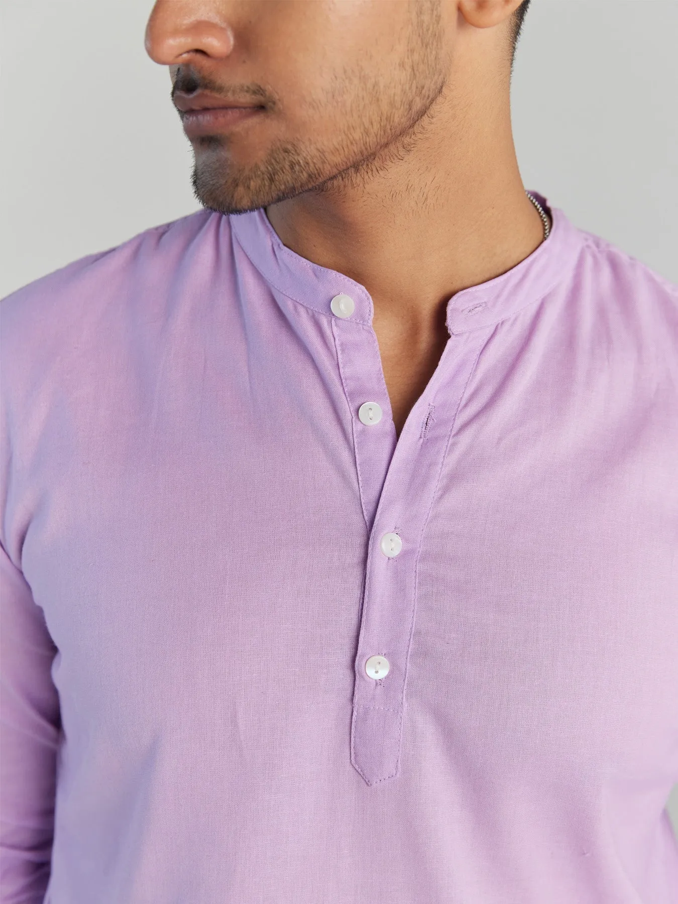 Lilac Airy Linen Long Kurta