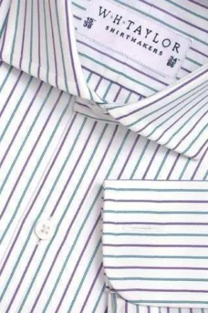 Lilac Mint Elegant Stripe Poplin Men's Bespoke Shirt