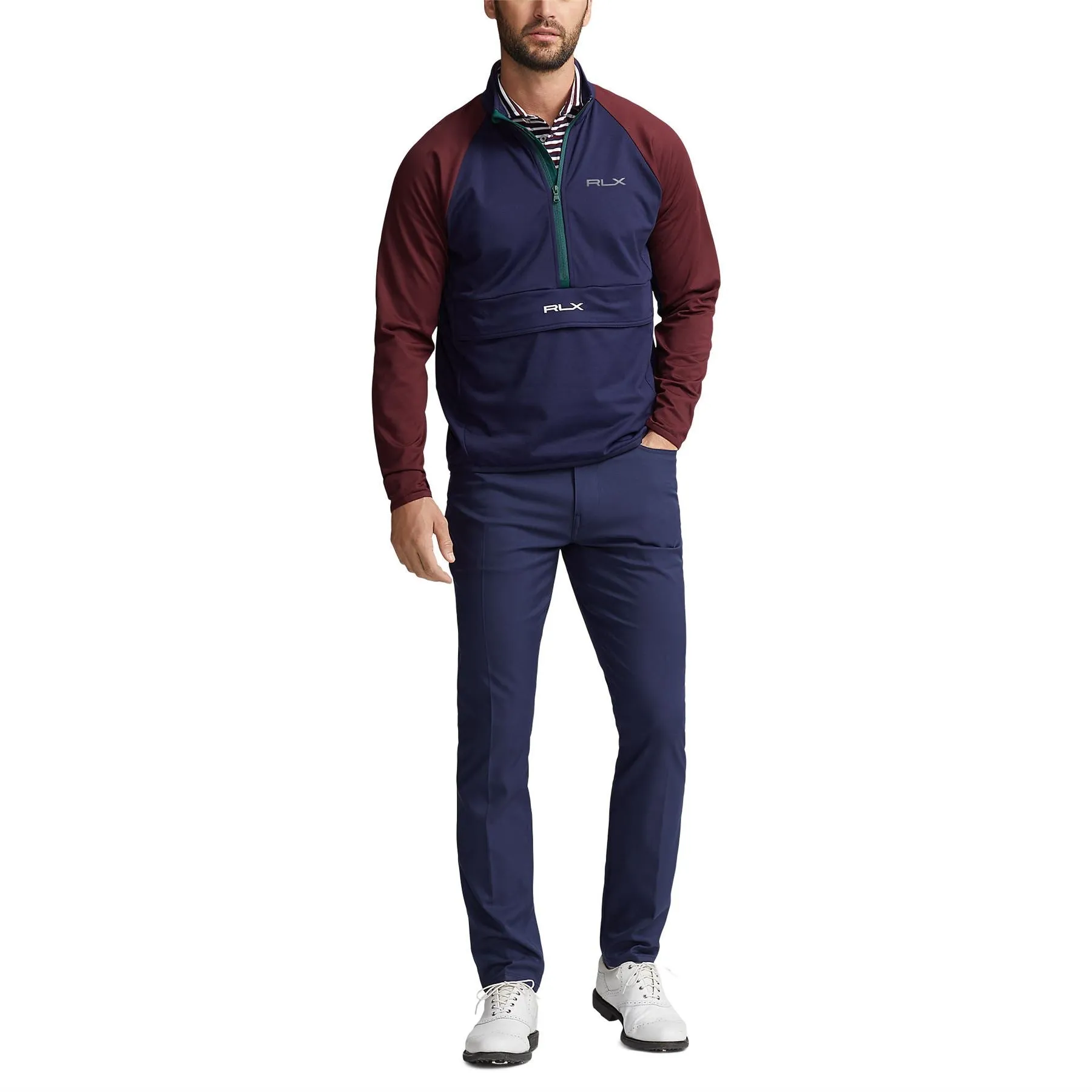 LS Luxury Performance Half Zip Refined Navy/Harvard Wine - AW23