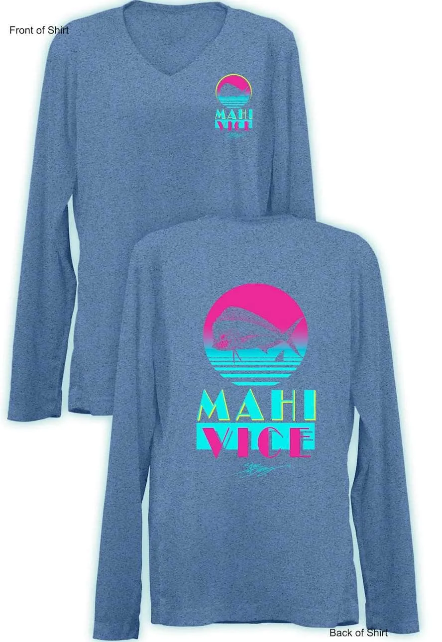 Mahi Vice Retro- Ladies Long Sleeve V-Neck-100% Polyester