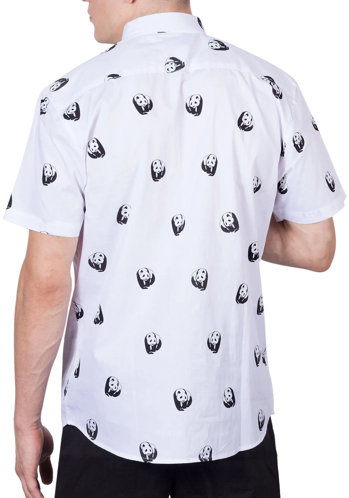 Mens Button Down Shirt - Panda White