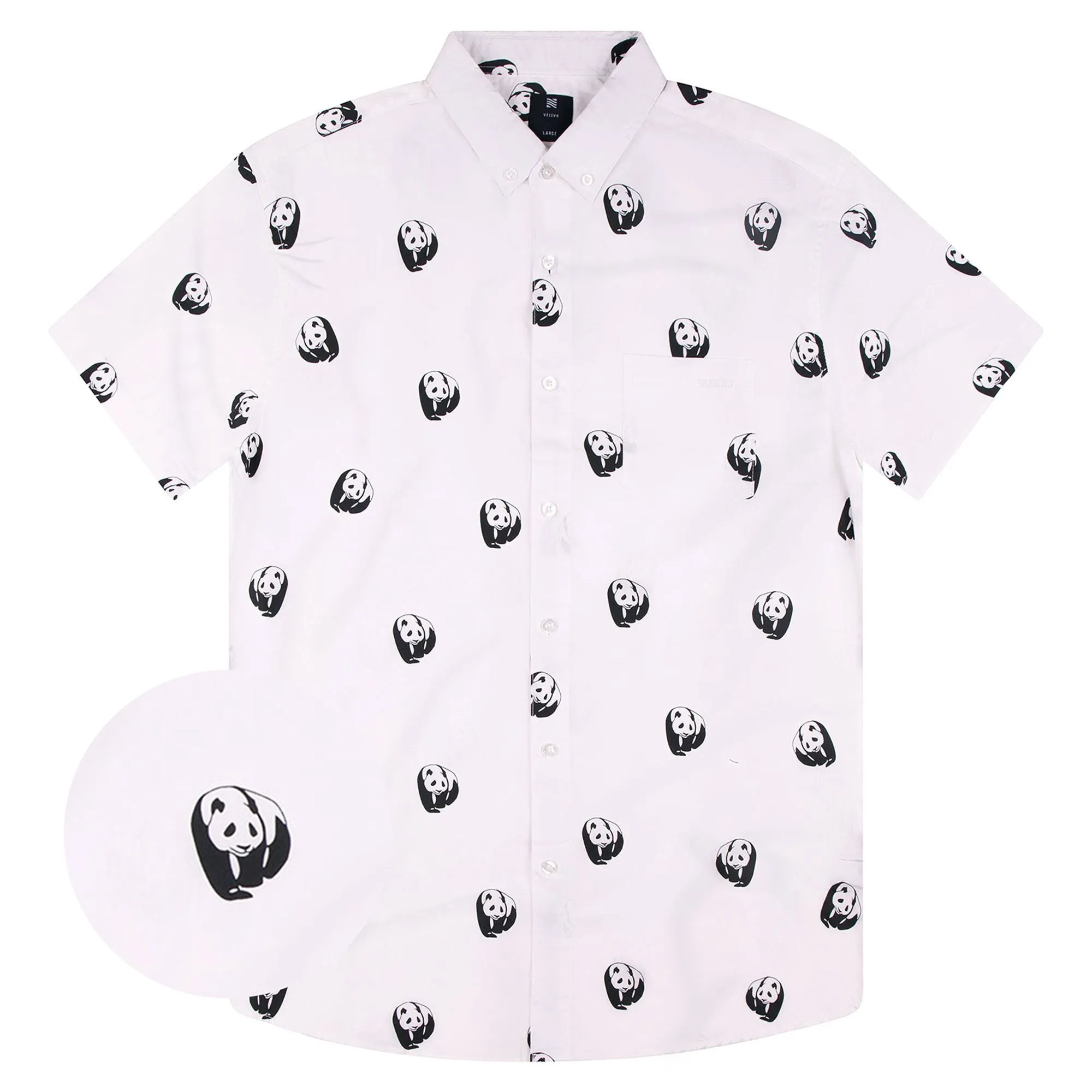 Mens Button Down Shirt - Panda White