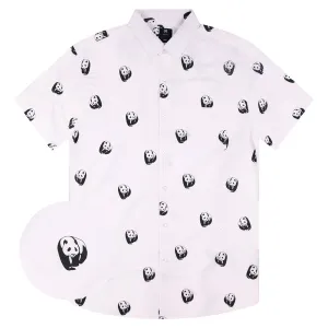 Mens Button Down Shirt - Panda White