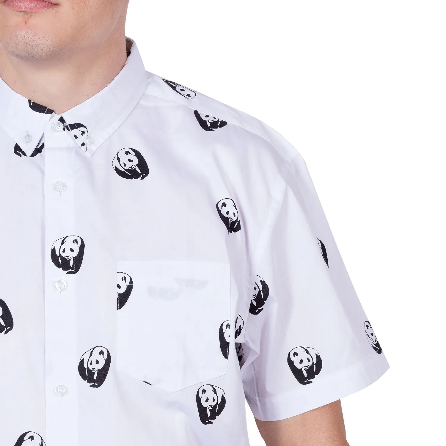 Mens Button Down Shirt - Panda White