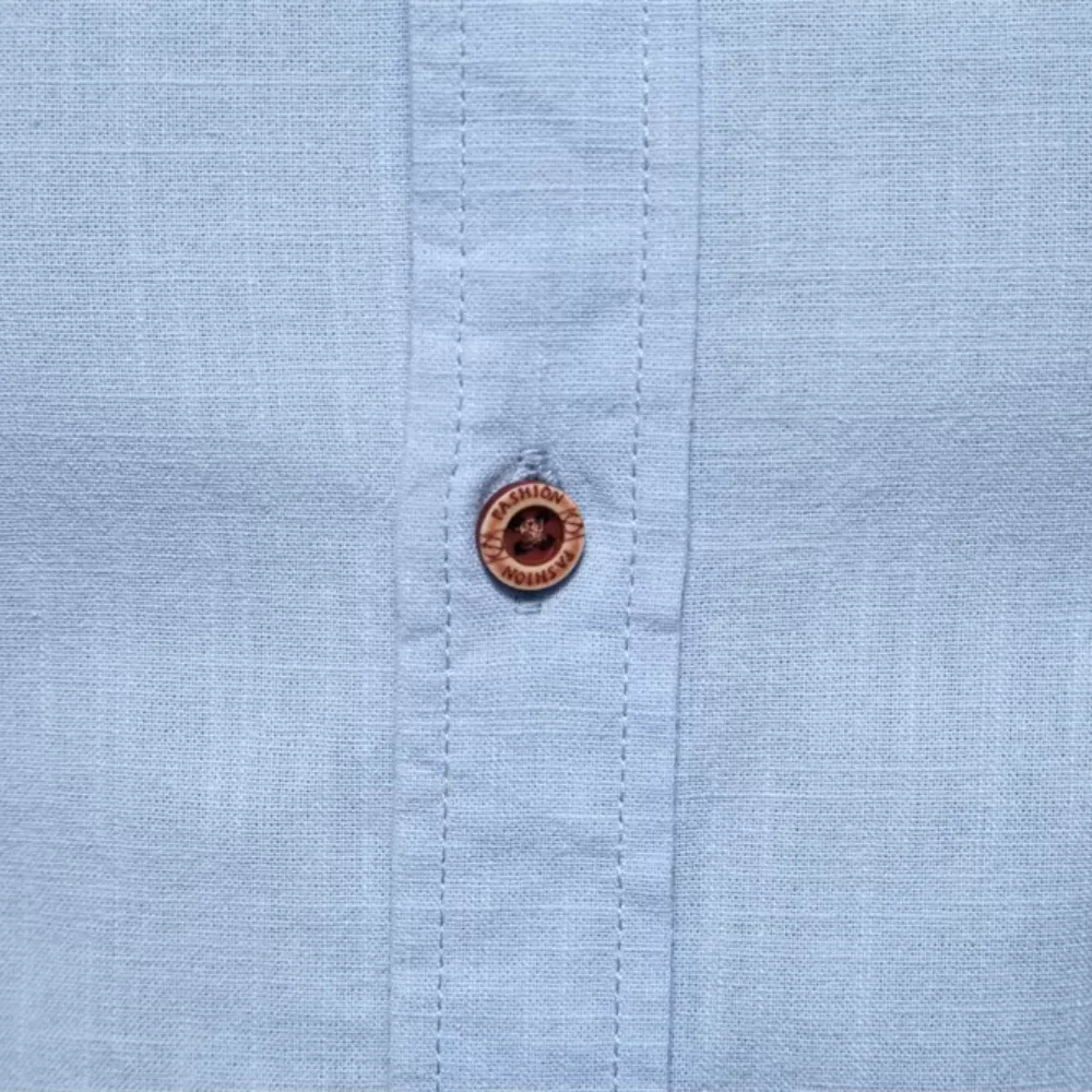 Men's Casual Shirt with Stand-up Collar with Button Closure and Embroidery | Perfect for All Seasons