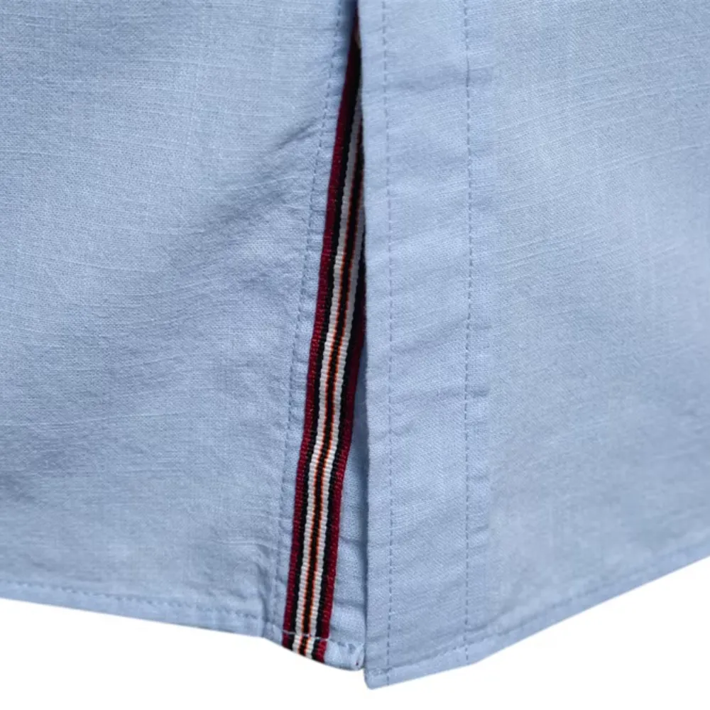 Men's Casual Shirt with Stand-up Collar with Button Closure and Embroidery | Perfect for All Seasons